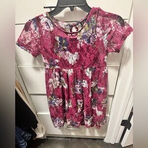 Lilt Pink Floral Lace Kids Dress